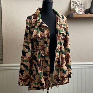 Camouflage rain jacket